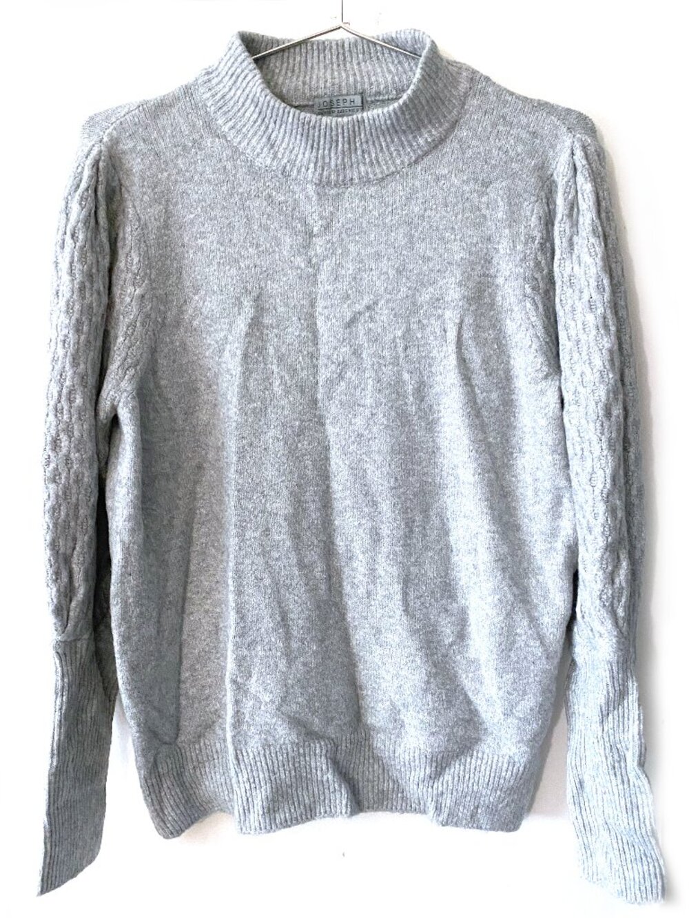 NWOT Joseph A Women's Tribal Puff Sleeve Mock Neck Pullover Gray Sweater, M